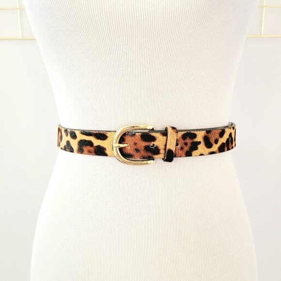 J. Crew Leopard Print Calf Hair Leather Belt